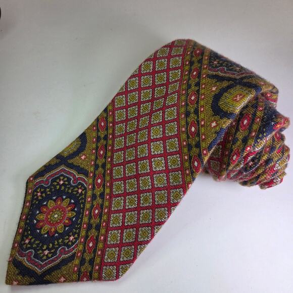 Vintage Resilio Tie Navy Red Geometric Silk Necktie USA 4" x 56.5" - Picture 1 of 9